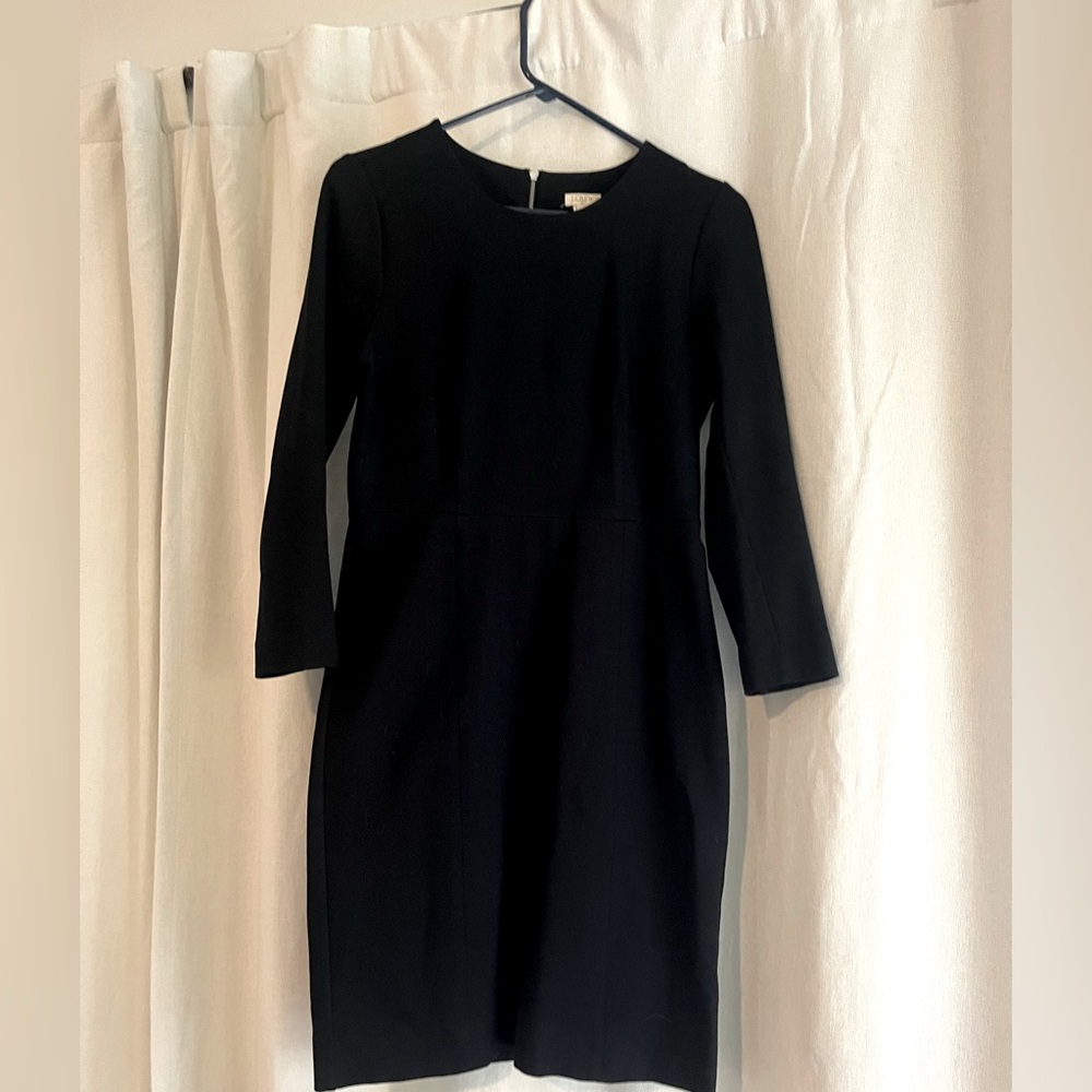 J. Crew Black sheath dress with 3/4 sleeves